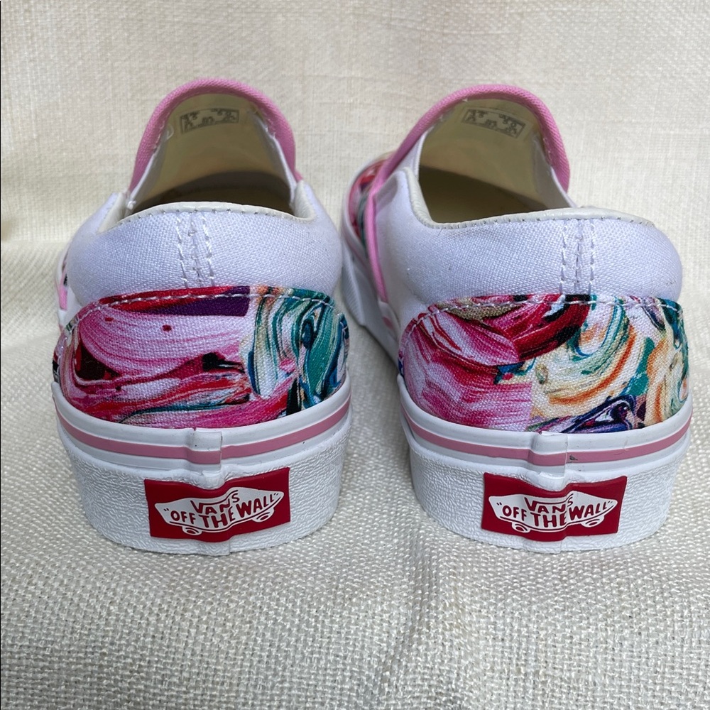 Vans Customs Slip-On Pink Trim and Multicolor Swirl US Women’s 5.0 Men 3.5 - Picture 5 of 8